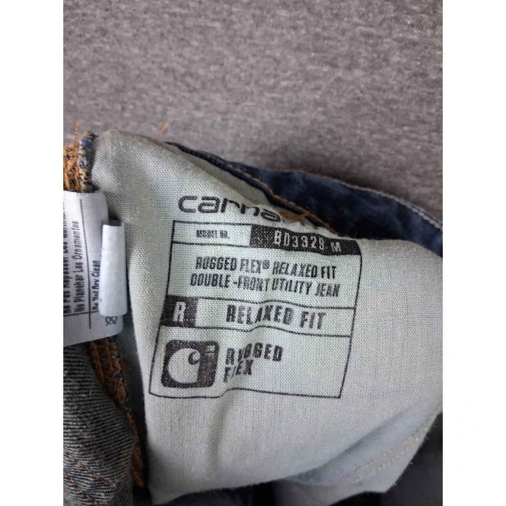 Carhartt Mens Jeans 33x32 Blue Denim‎ Double Front Relaxed Fit Utility Rugged